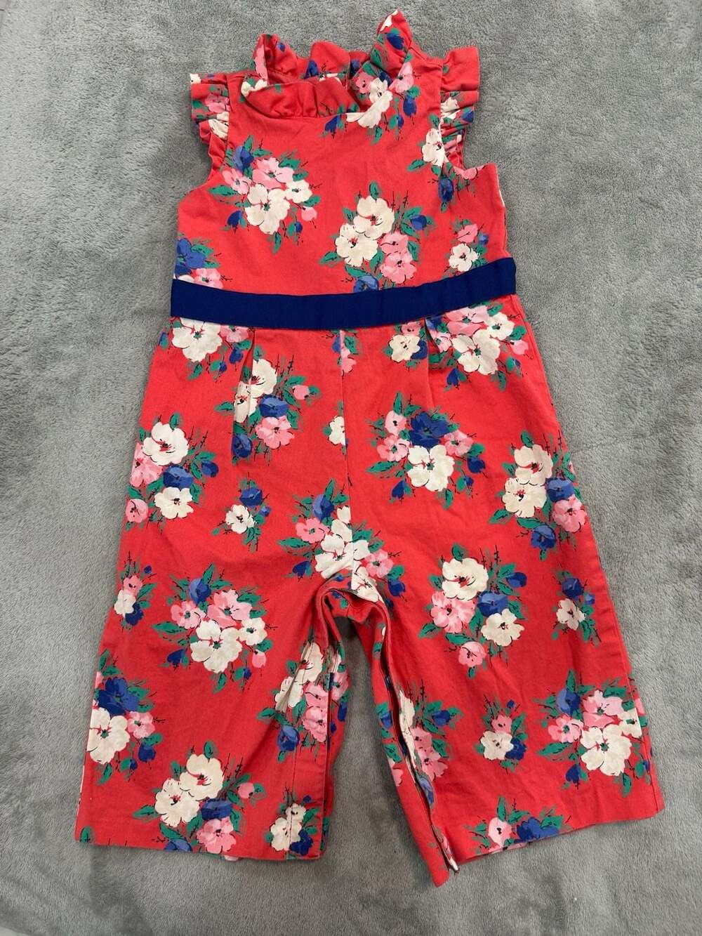 Janie and Jack Red Floral Ruffle Sleeveless Jumpsuit 12 to 18 Months